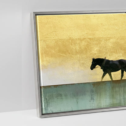 The Golden Drive - artwork detail in an antique silver float frame