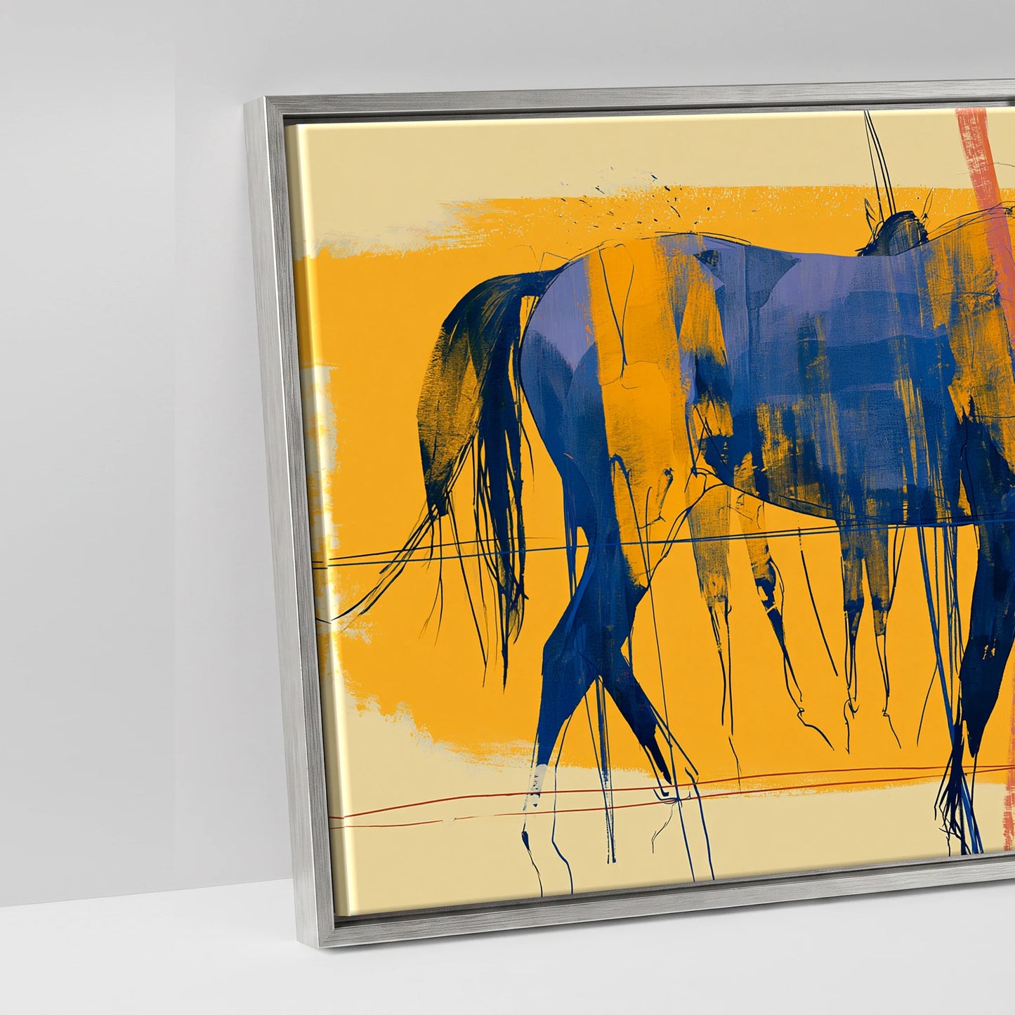 Cobalt Stride Sequence - artwork detail in an antique silver float frame