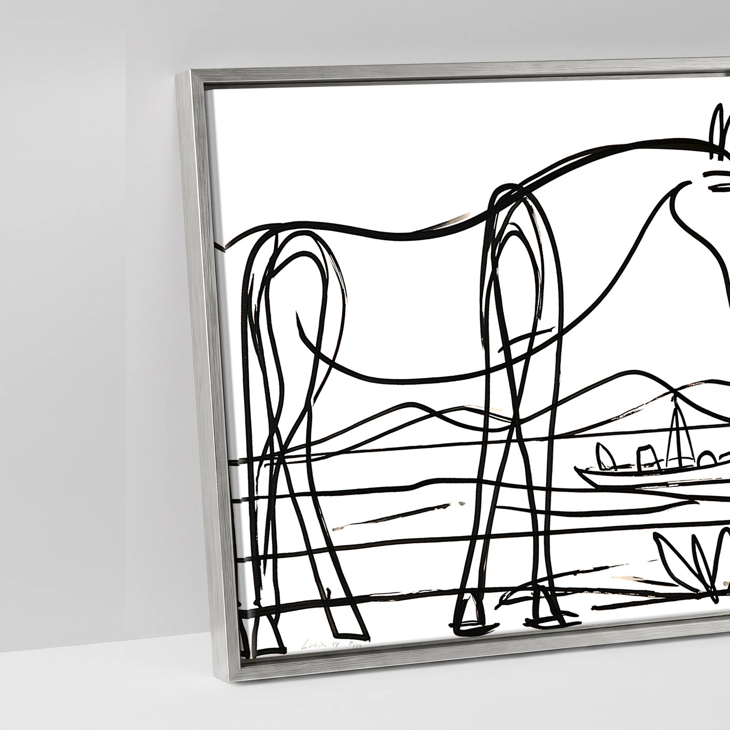 Equine Coastal Rhythm - artwork detail in an antique silver float frame