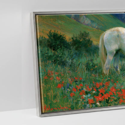 Summer Valley Grazing - artwork detail in an antique silver float frame
