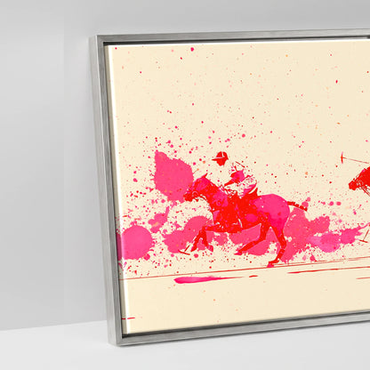 Vivid Polo Pursuit - artwork detail in an antique silver float frame