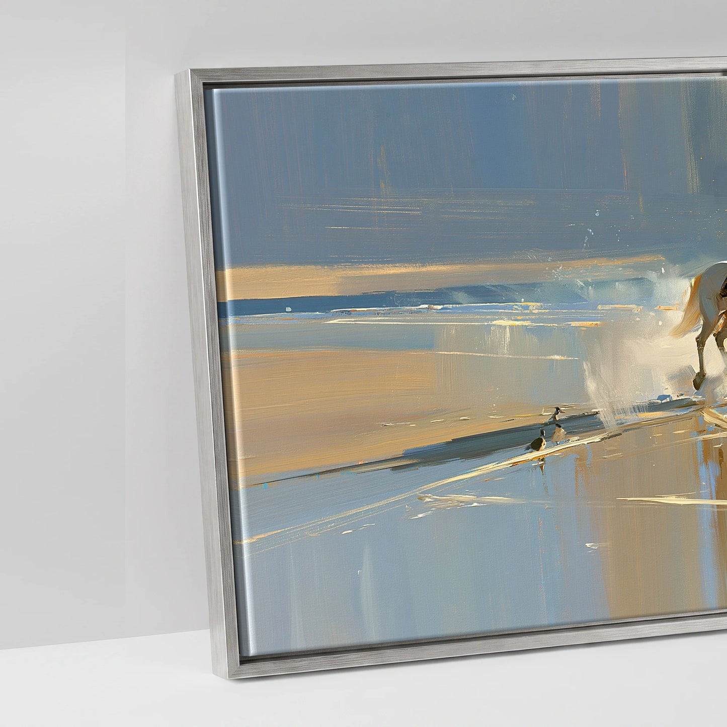Sunlit Shoreline Ride - artwork detail in an antique silver float frame