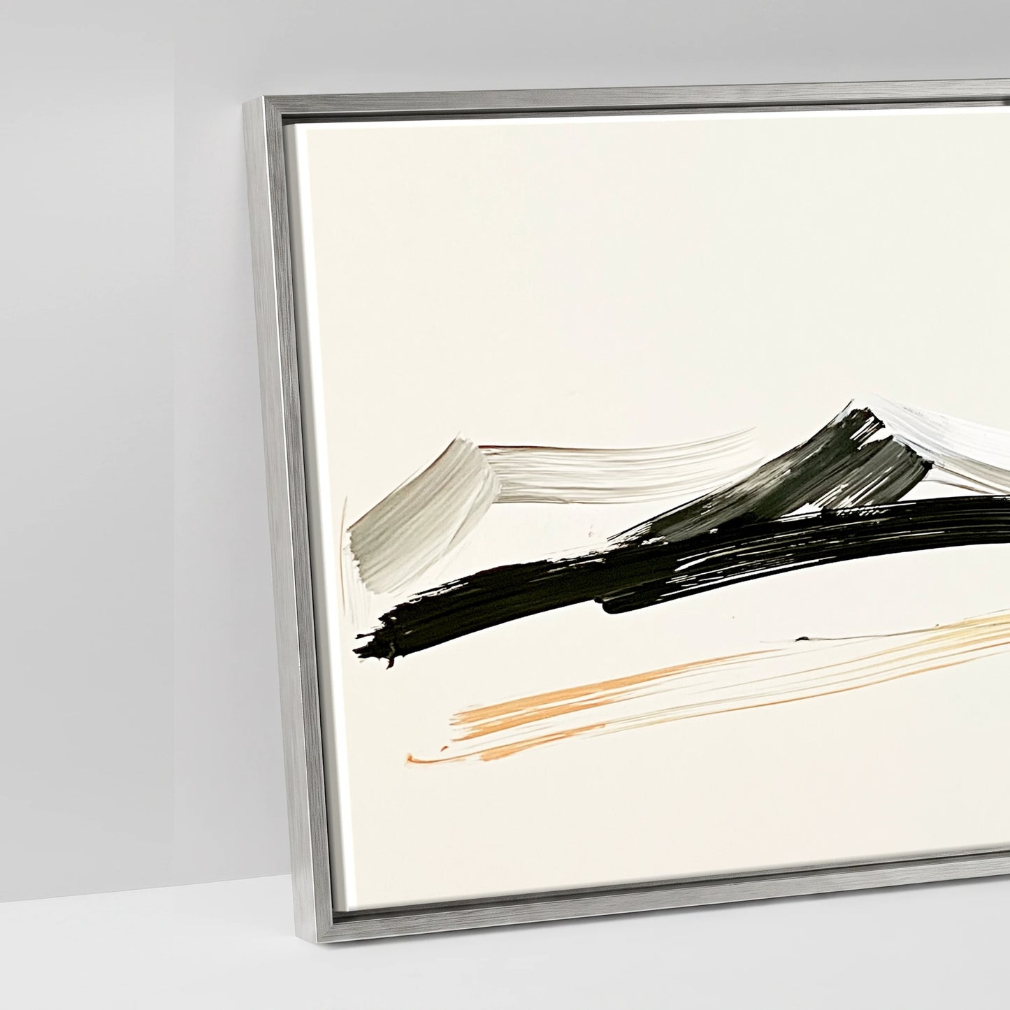 Ink and Amber Horizon - artwork detail in an antique silver float frame