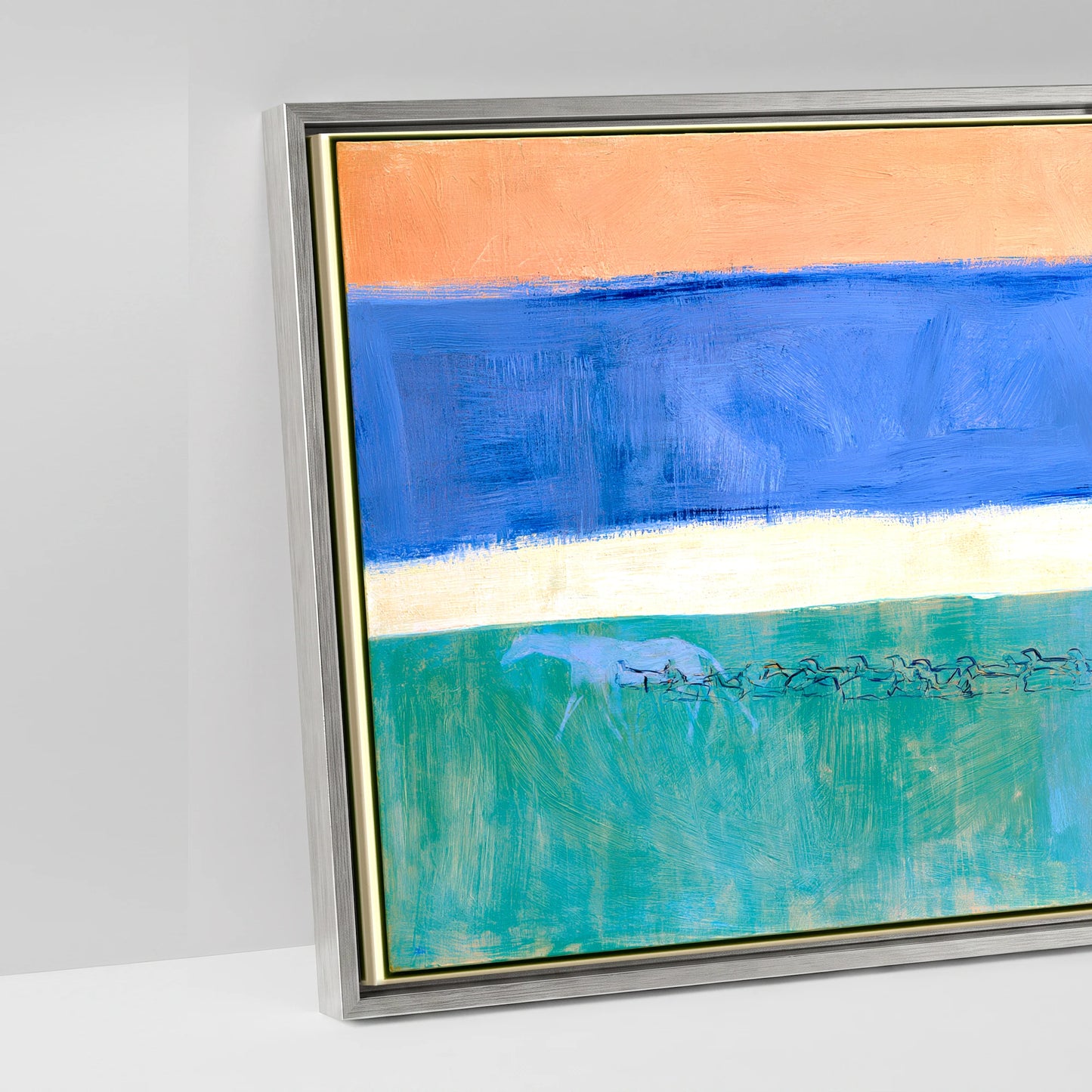 Across the Painted Tide - artwork detail in an antique silver float frame