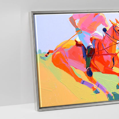 The Polo Charge - artwork detail in an antique silver float frame