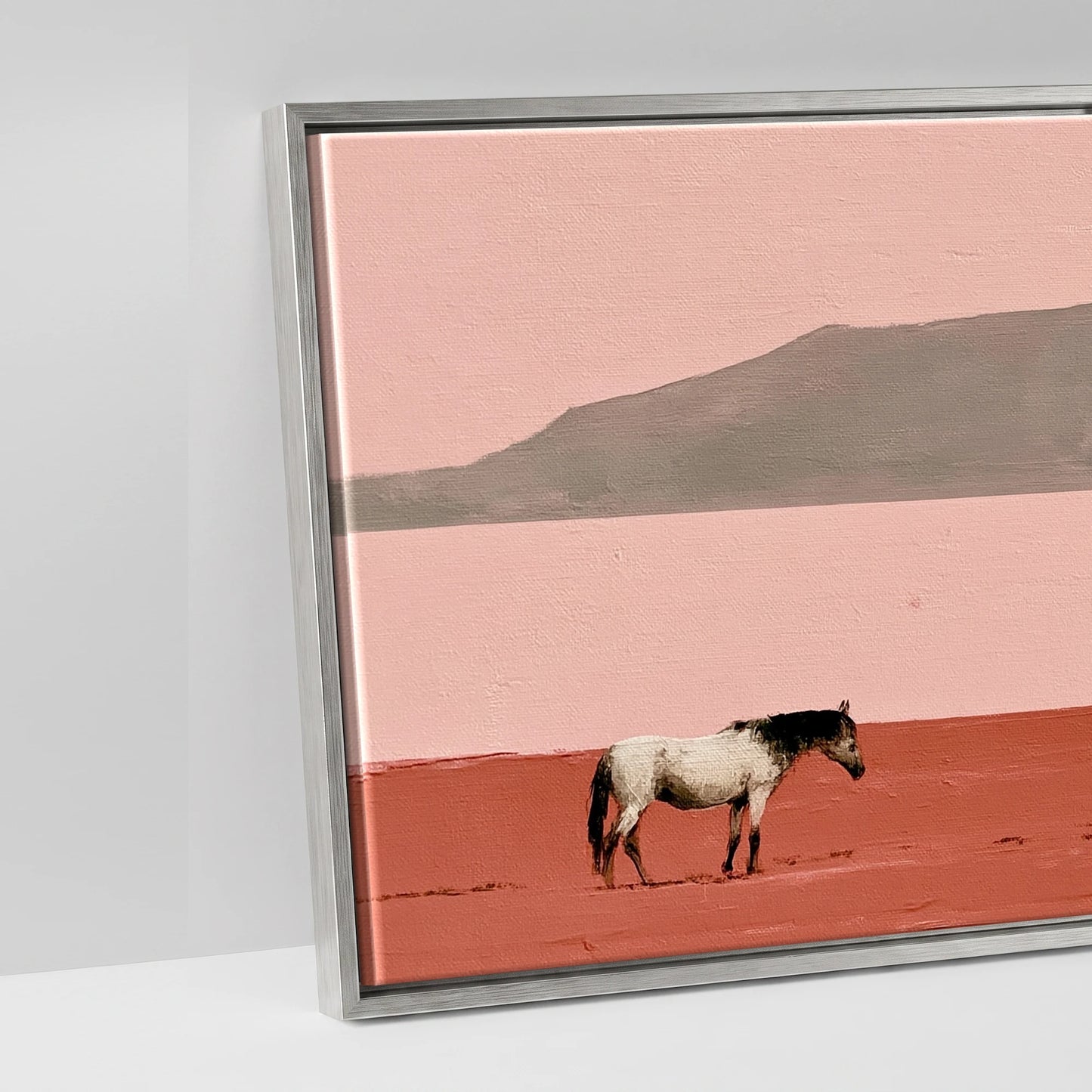 Terracotta Horizon - artwork detail in an antique silver float frame