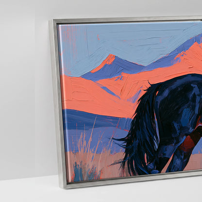 Coral Peaks and Indigo - artwork detail in an antique silver float frame