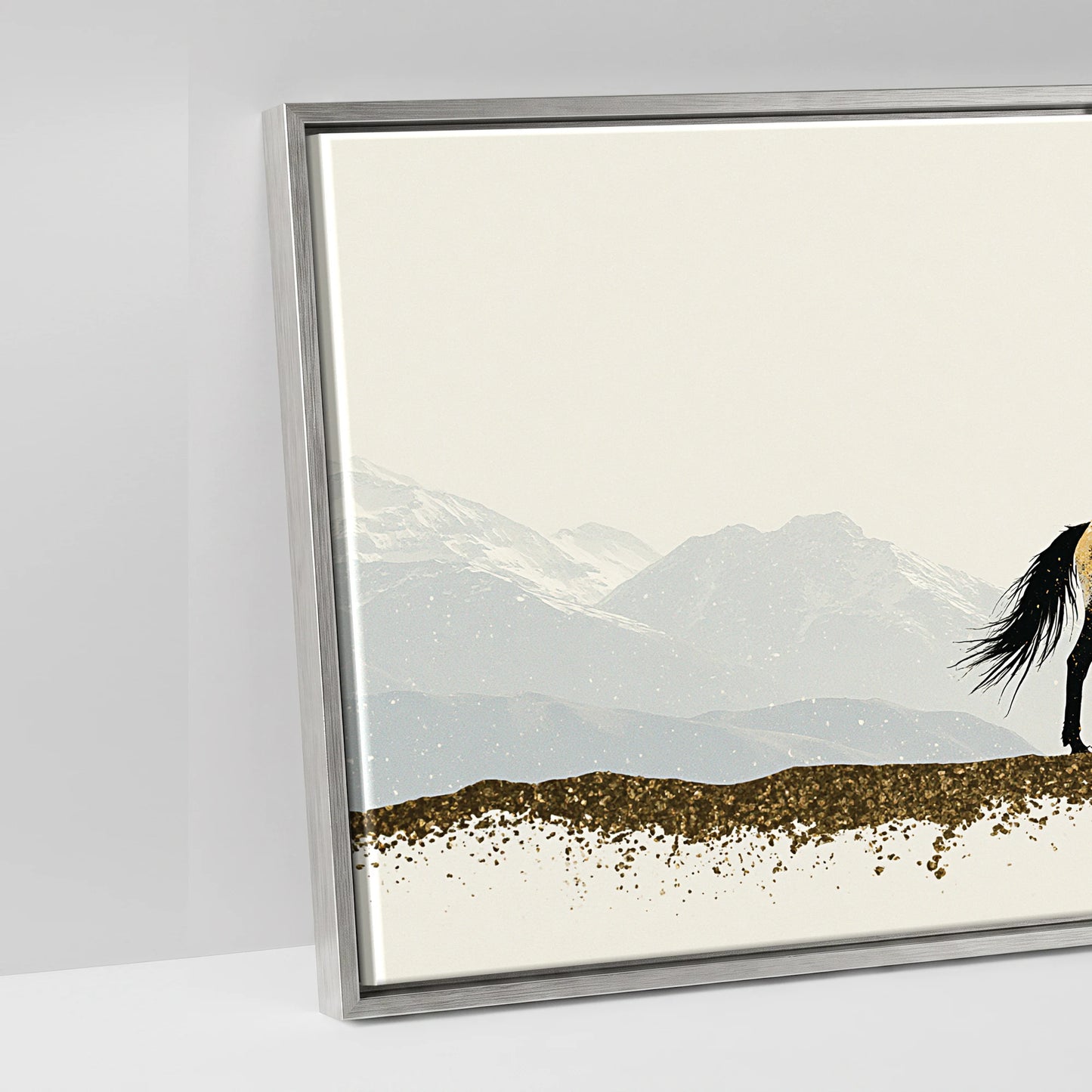 Gilded Alpine Wanderer - artwork detail in an antique silver float frame