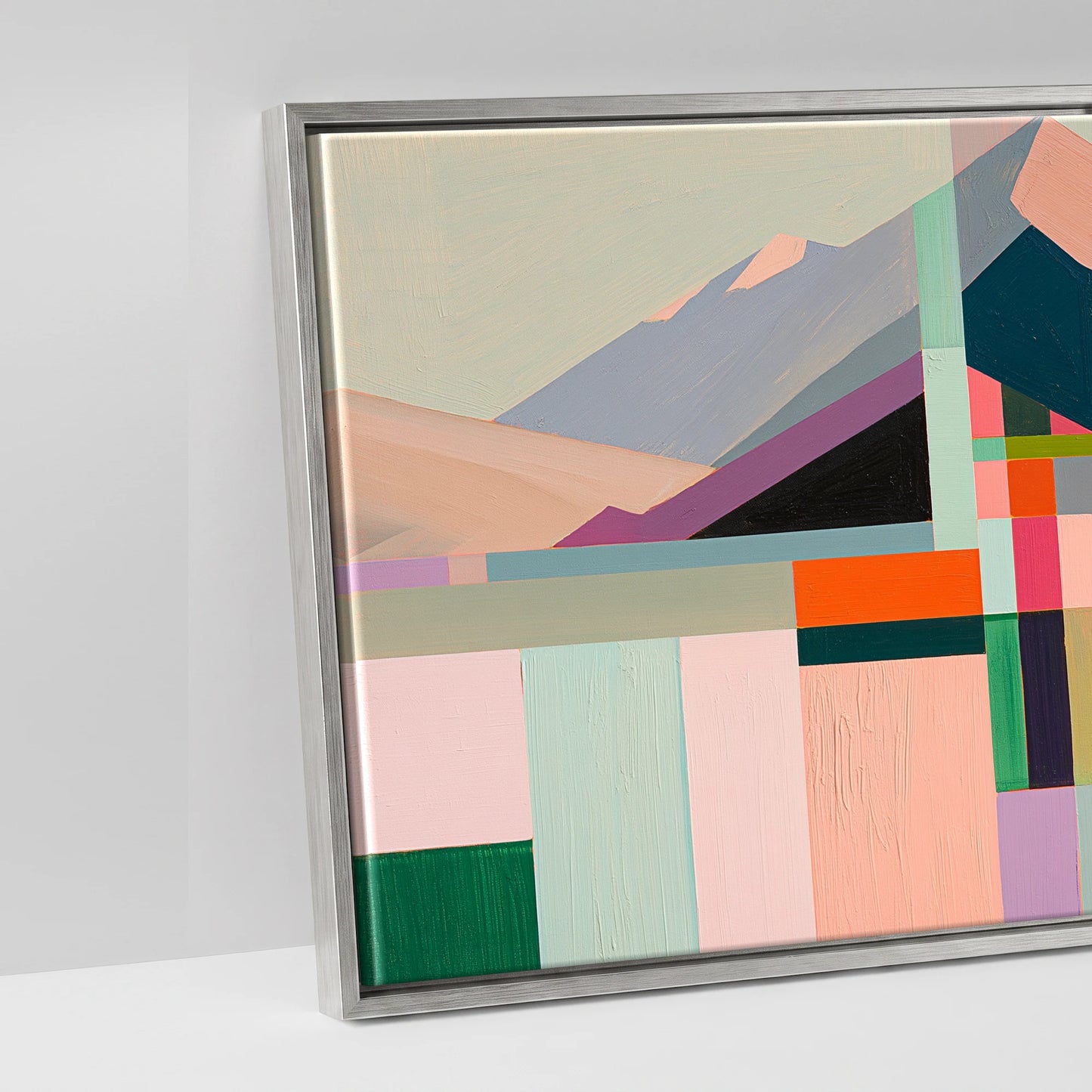 Faceted Equine Horizon - artwork detail in an antique silver float frame