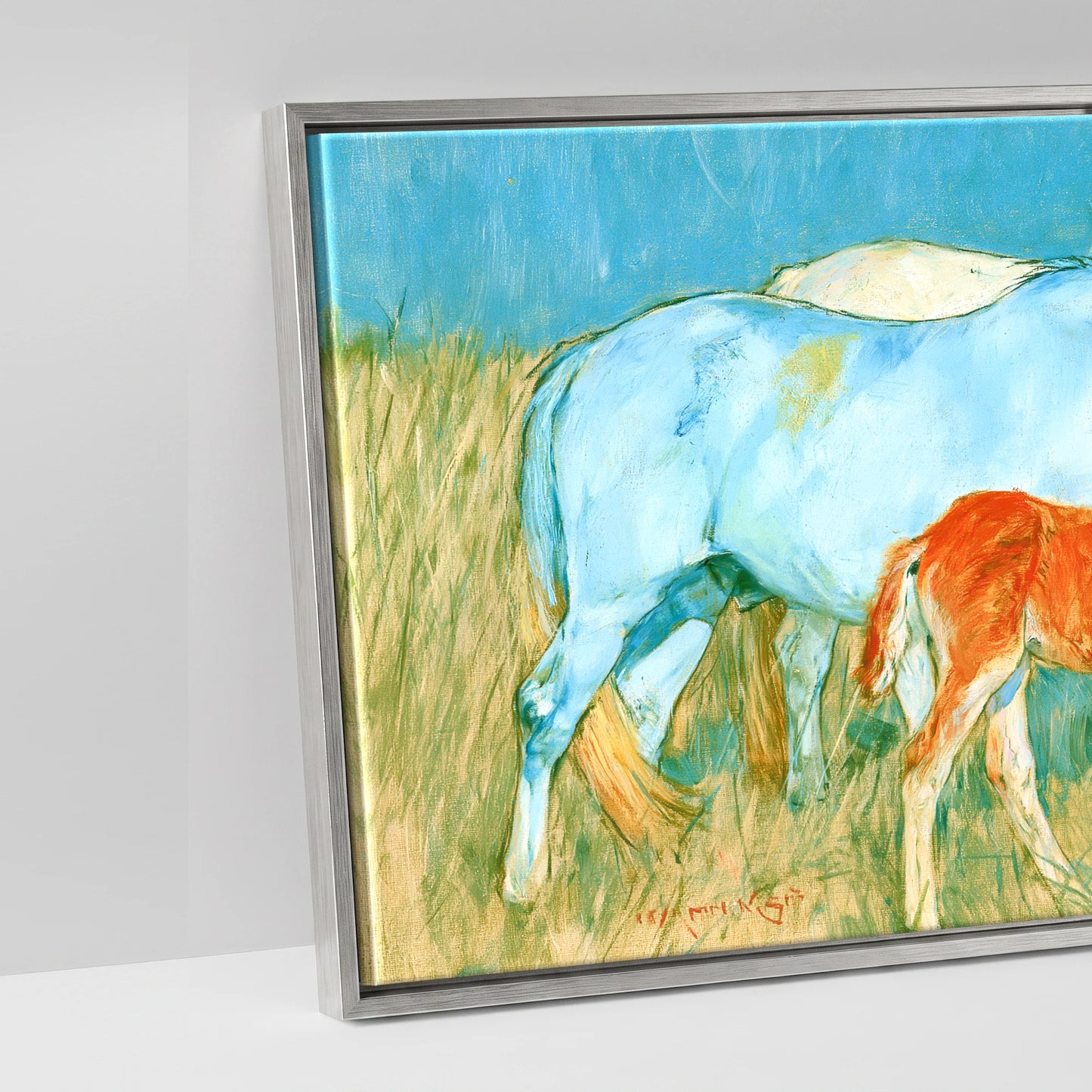 Vibrant Pasture Herd - artwork detail in an antique silver float frame