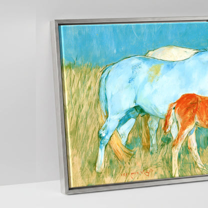 Vibrant Pasture Herd - artwork detail in an antique silver float frame