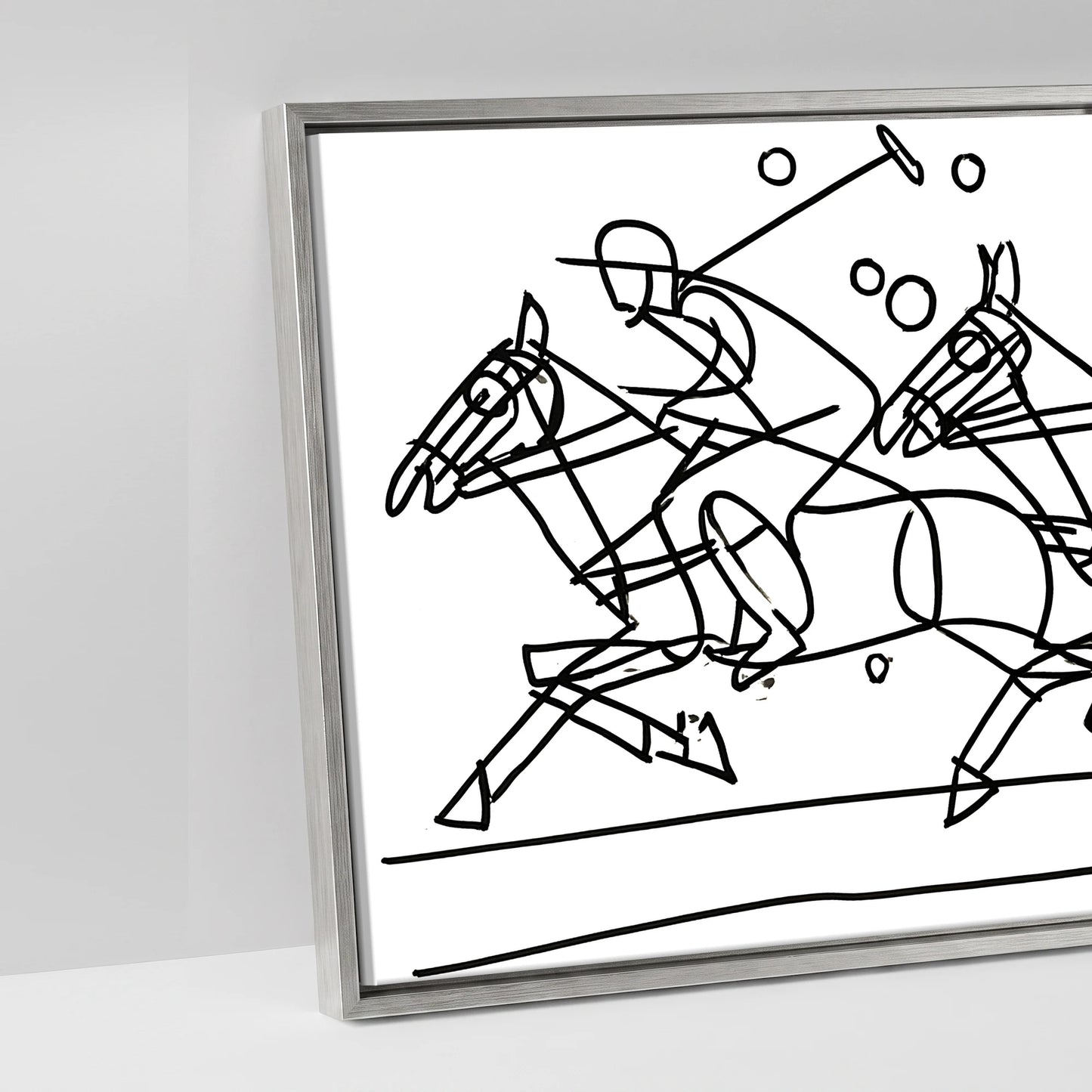 The Polo Line - artwork detail in an antique silver float frame
