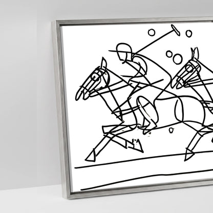 The Polo Line - artwork detail in an antique silver float frame