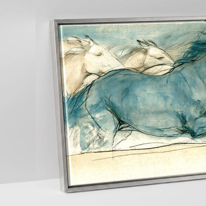 Azure Stride - artwork detail in an antique silver float frame