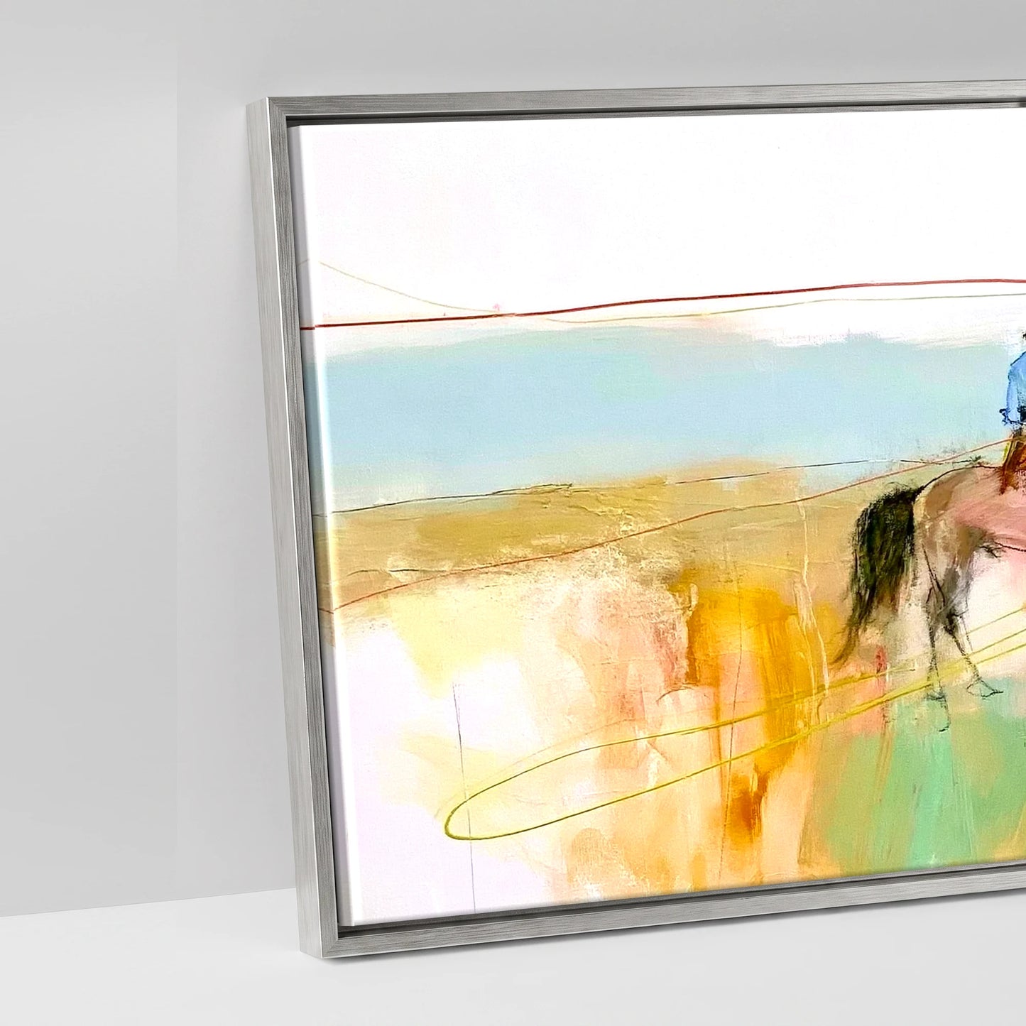 Across the High Plains - artwork detail in an antique silver float frame