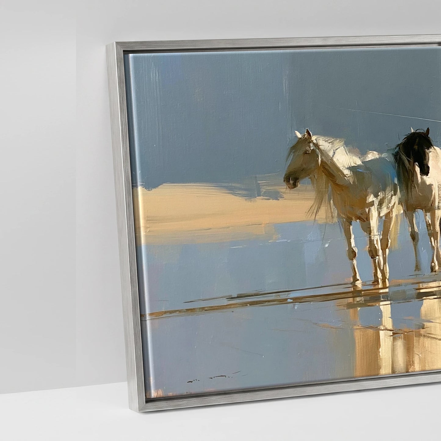 Coastal Reflections - artwork detail in an antique silver float frame