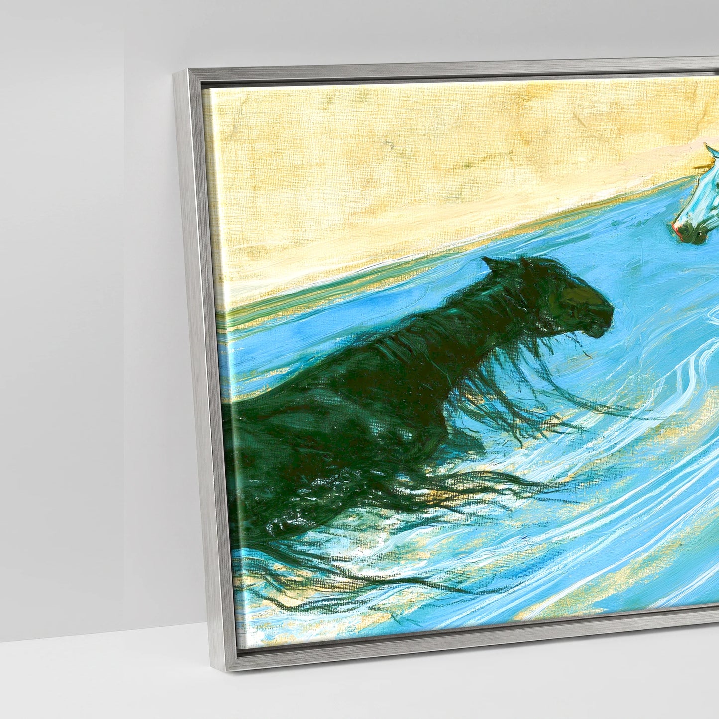 The Azure Crossing - artwork detail in an antique silver float frame