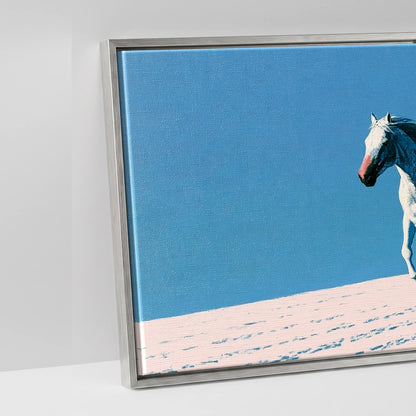 Azure Winter Gallop - artwork detail in an antique silver float frame
