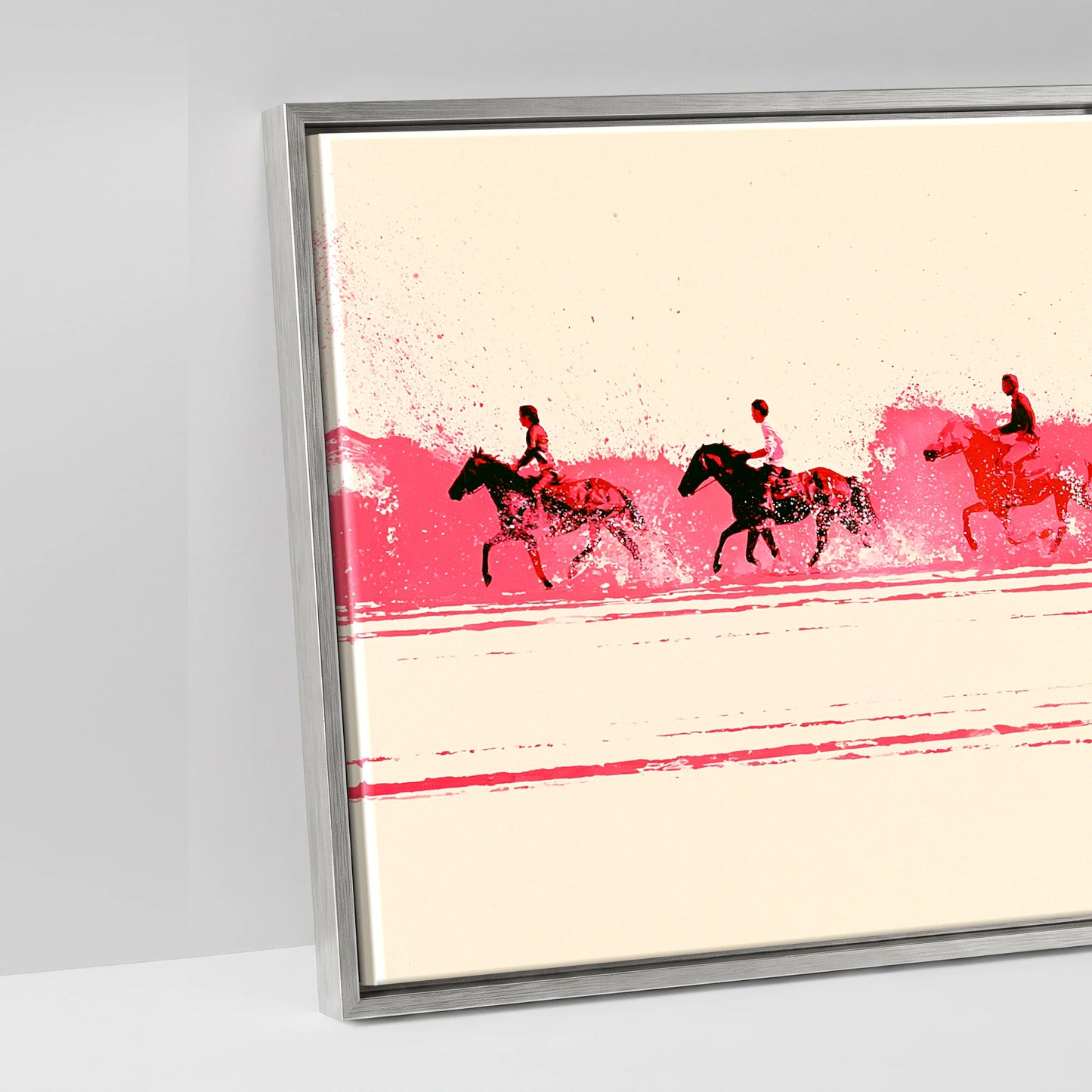 Magenta Surf Gallop - artwork detail in an antique silver float frame