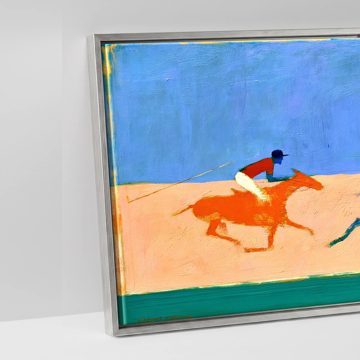 Colours of the Chukka - artwork detail in an antique silver float frame