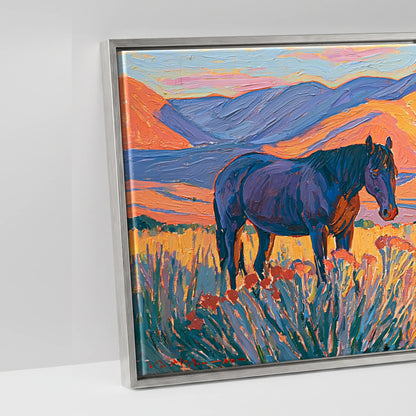 Vibrant Mountain Pasture - artwork detail in an antique silver float frame