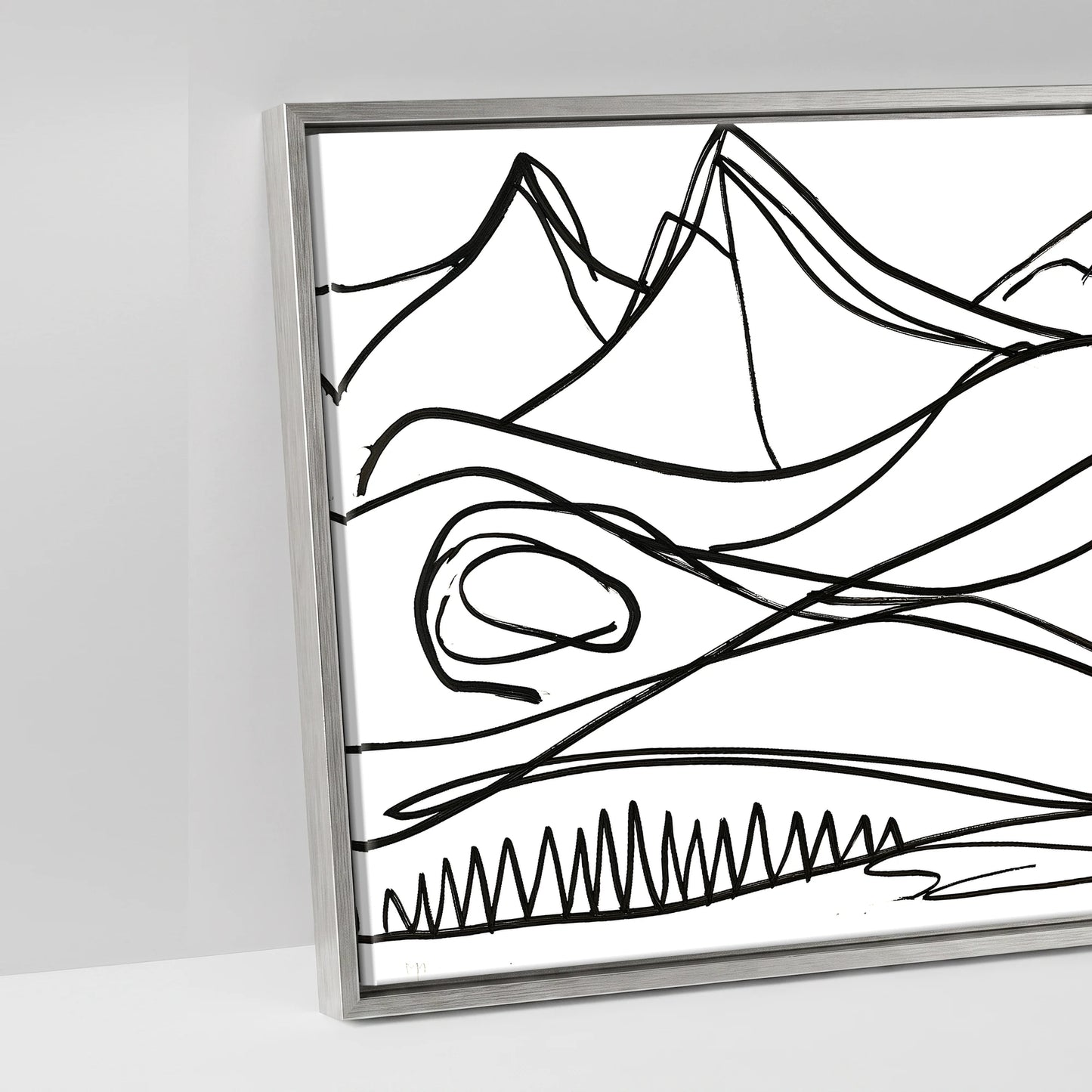 Bold Equine Contours - artwork detail in an antique silver float frame