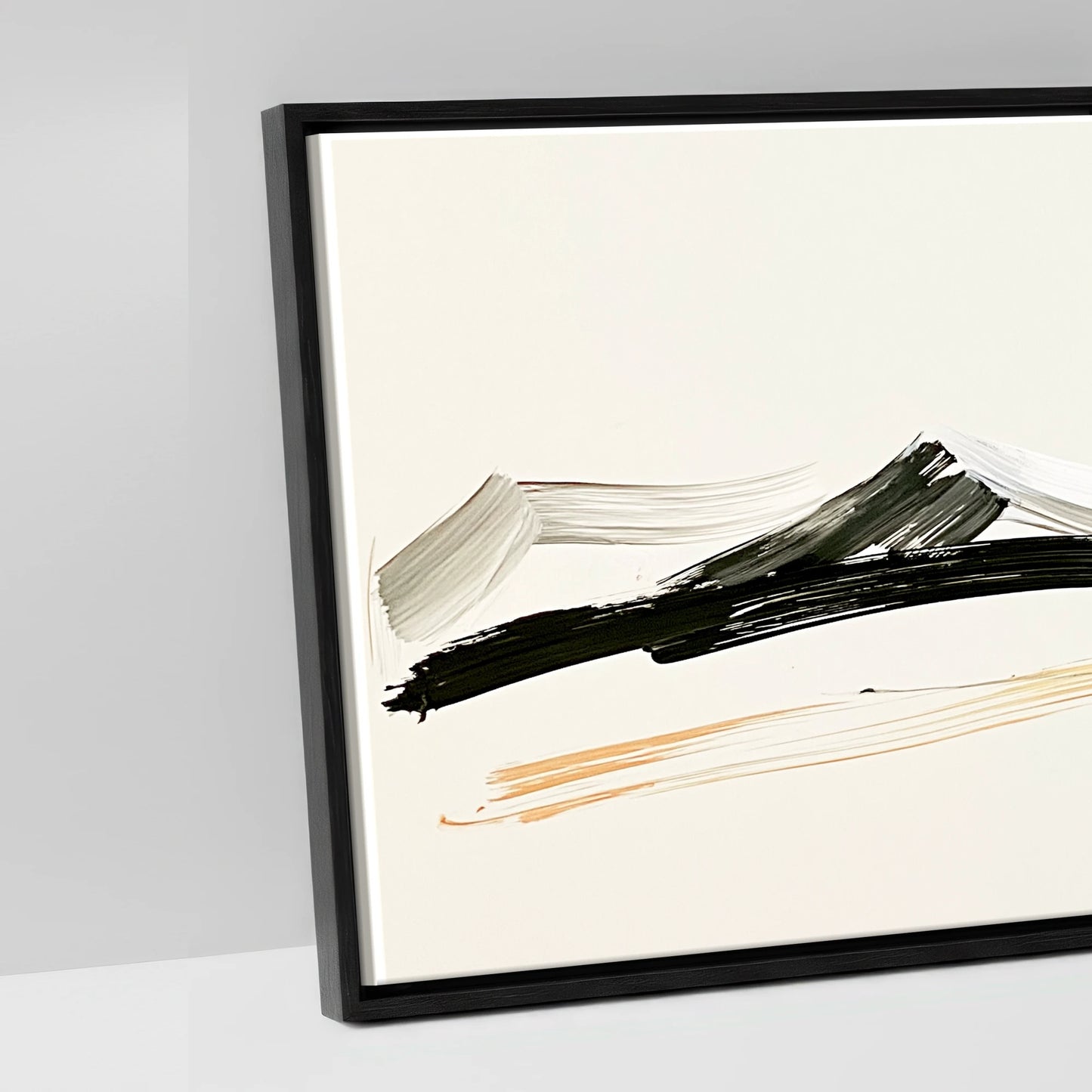 Ink and Amber Horizon - artwork detail in a black float frame