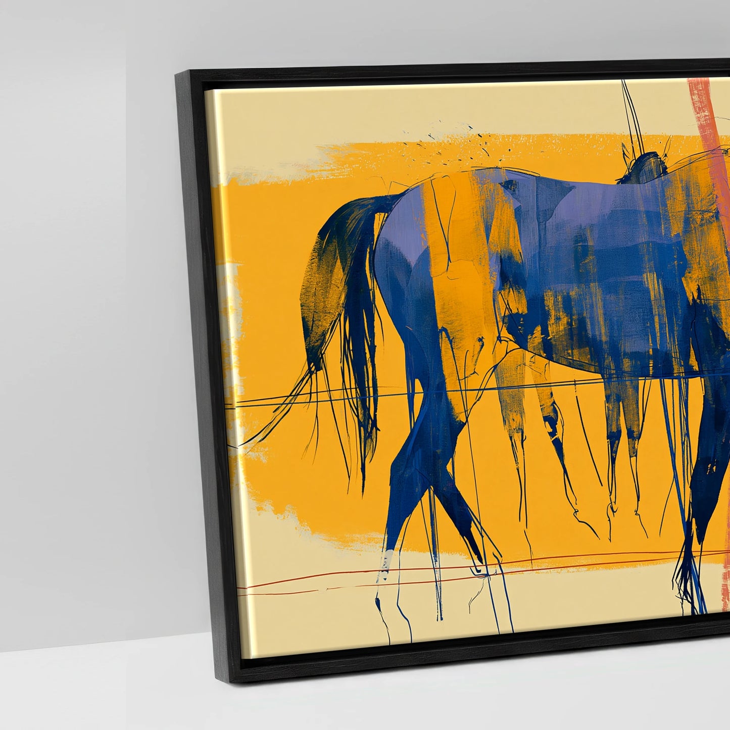 Cobalt Stride Sequence - artwork detail in a black float frame