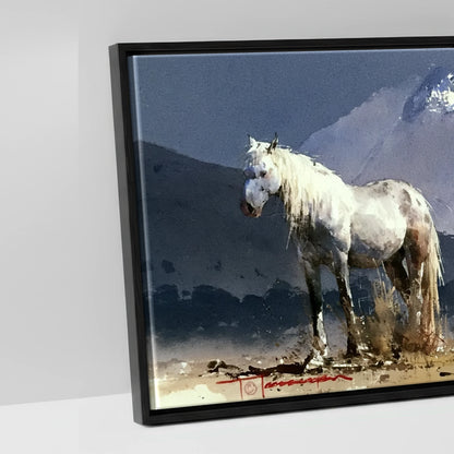 Mountain Solitude - artwork detail in a black float frame