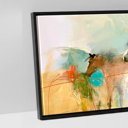 Expressive Equine Horizon - artwork detail in a black float frame