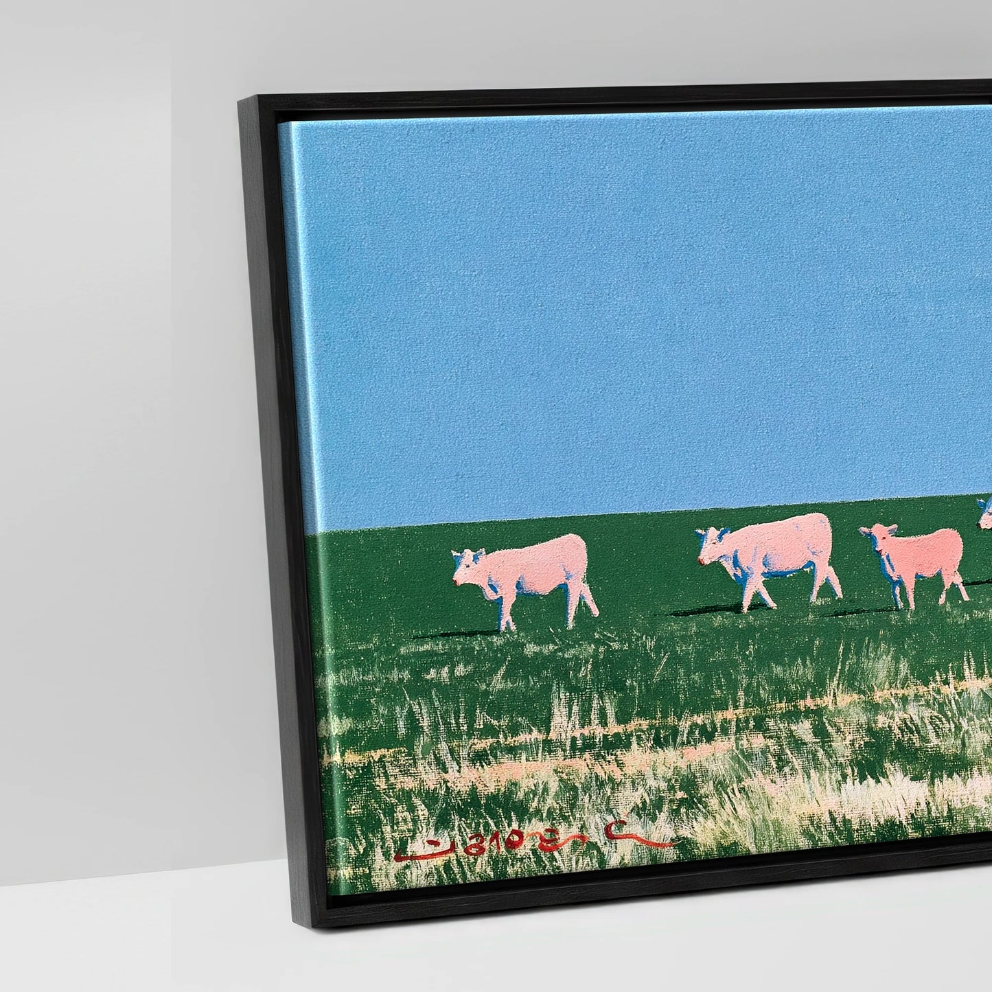 Big Sky Drover - artwork detail in a black float frame