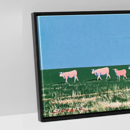 Big Sky Drover - artwork detail in a black float frame