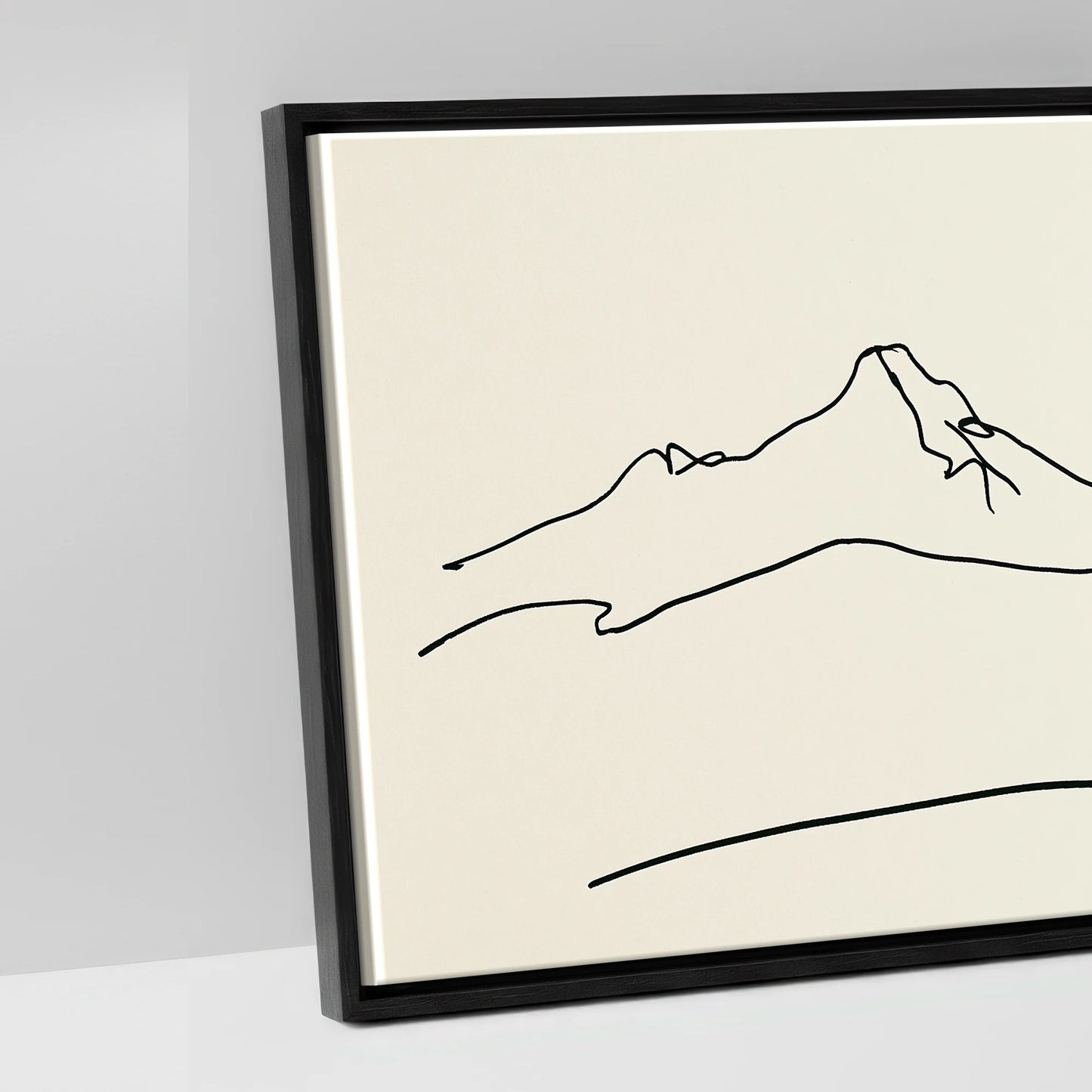 Minimalist Equine Horizon - artwork detail in a black float frame