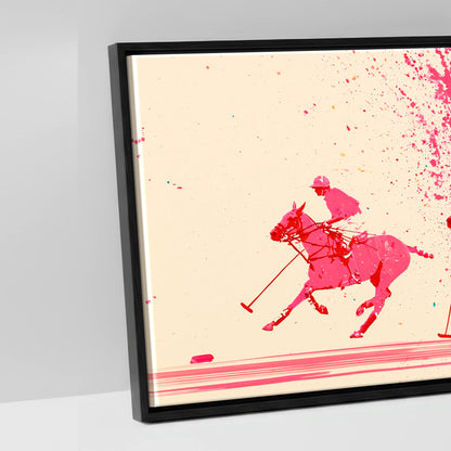 Magenta Polo Rush - artwork detail in a black float frame