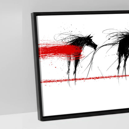 The Crimson Line - artwork detail in a black float frame
