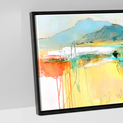 Vibrant Equine Horizon - artwork detail in a black float frame