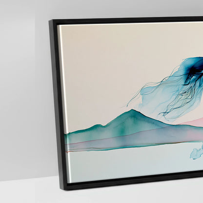 Ethereal Blue Stride - artwork detail in a black float frame
