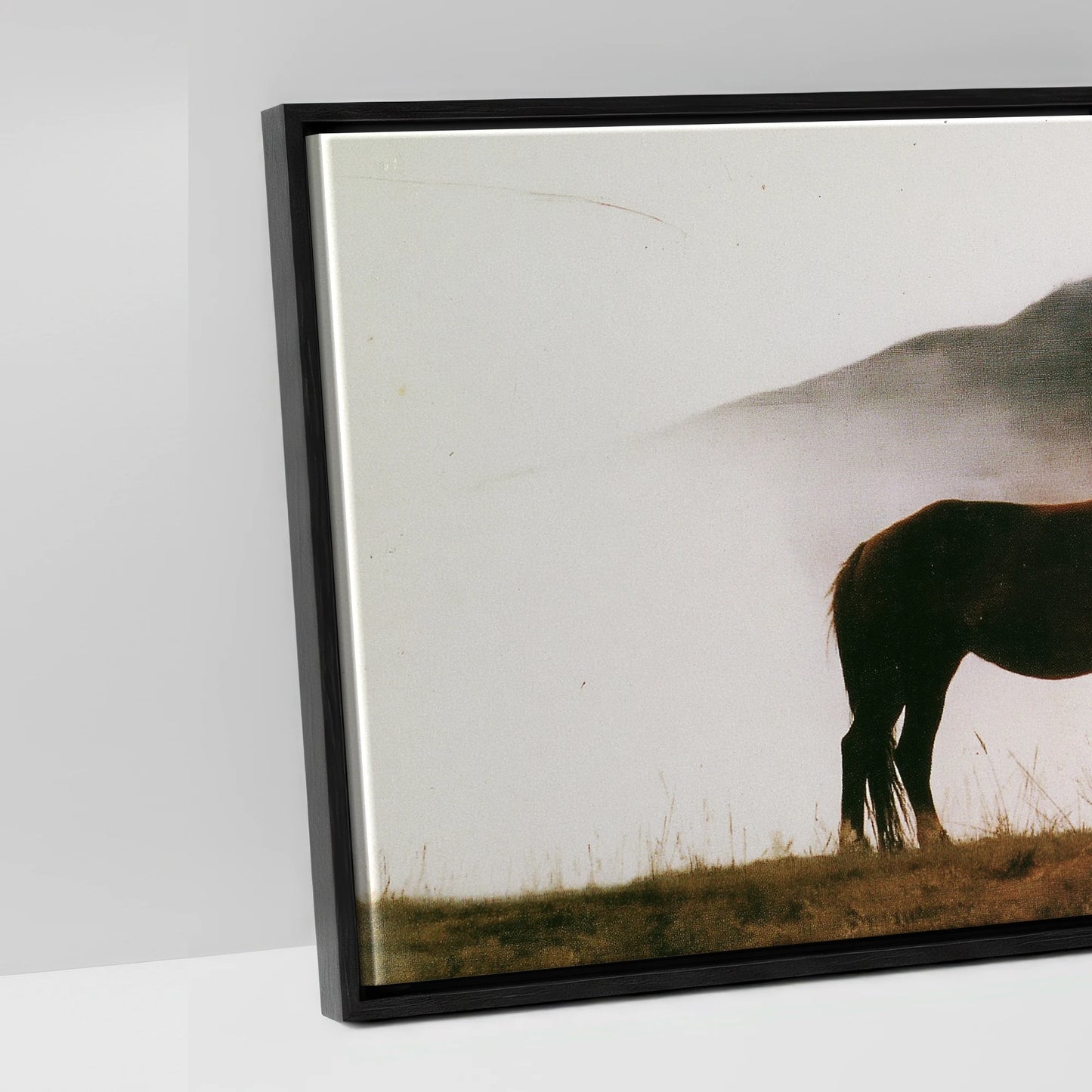 Ethereal Amber Mist - artwork detail in a black float frame