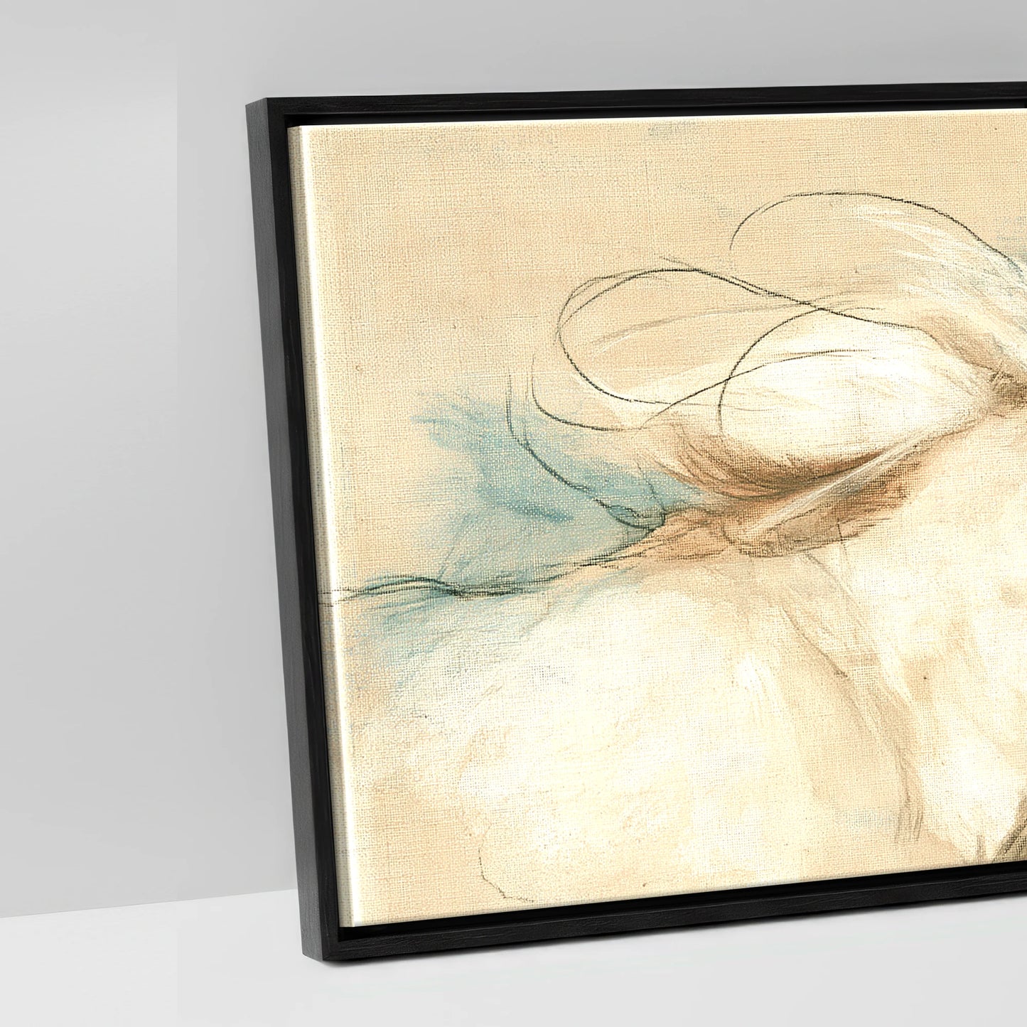 Azure Herd Study - artwork detail in a black float frame