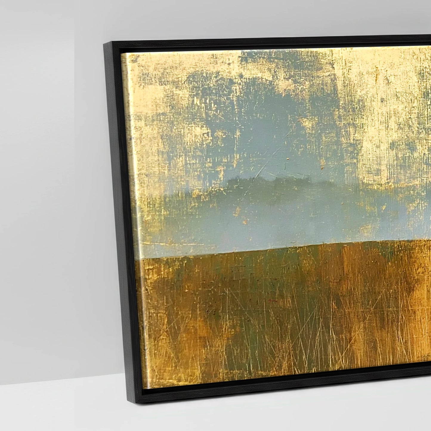 Gilded Horizon - artwork detail in a black float frame