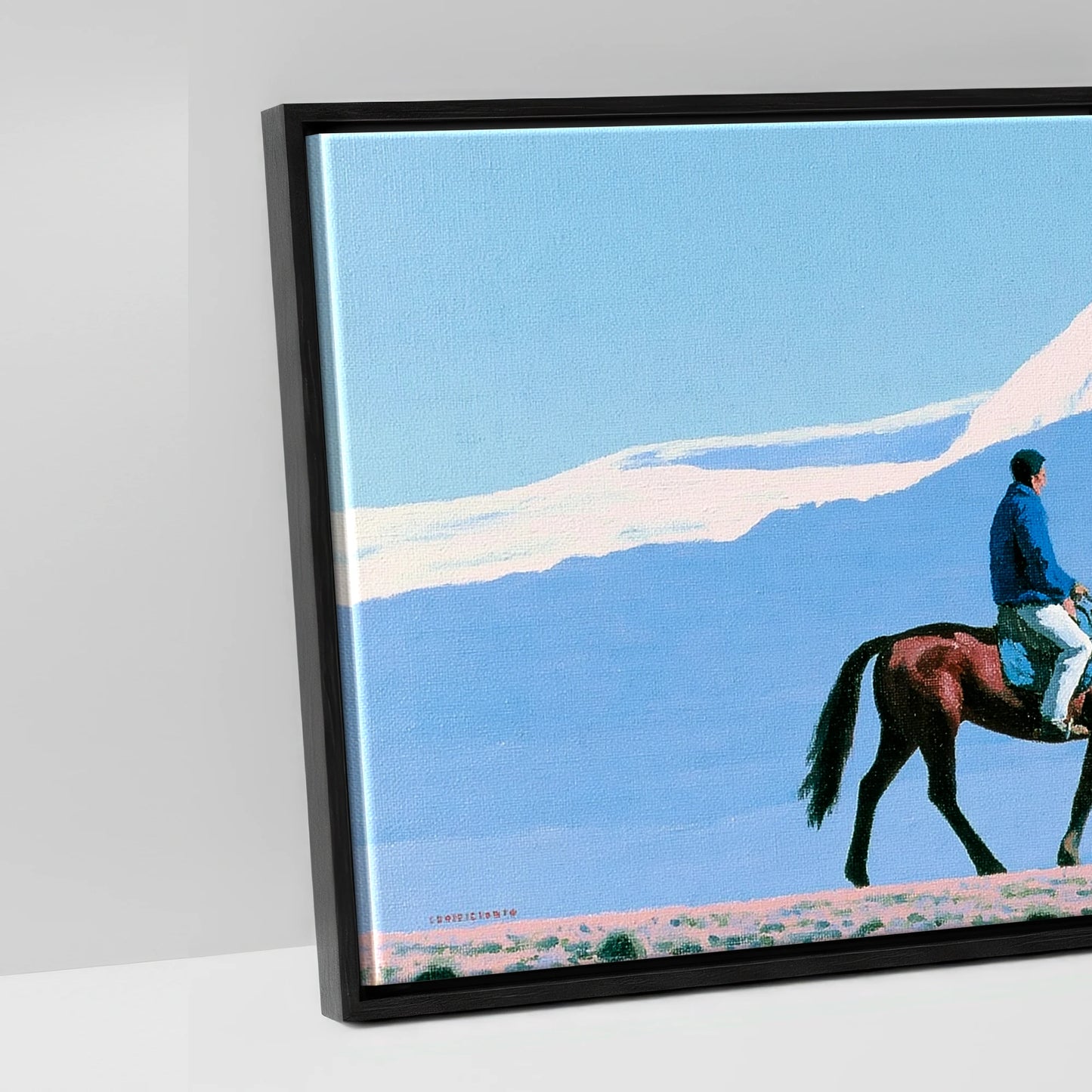 Beneath Vast Peaks - artwork detail in a black float frame