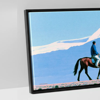 Beneath Vast Peaks - artwork detail in a black float frame