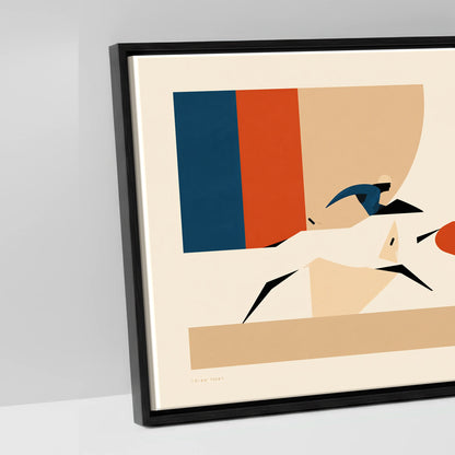 Retro Polo Pursuit - artwork detail in a black float frame