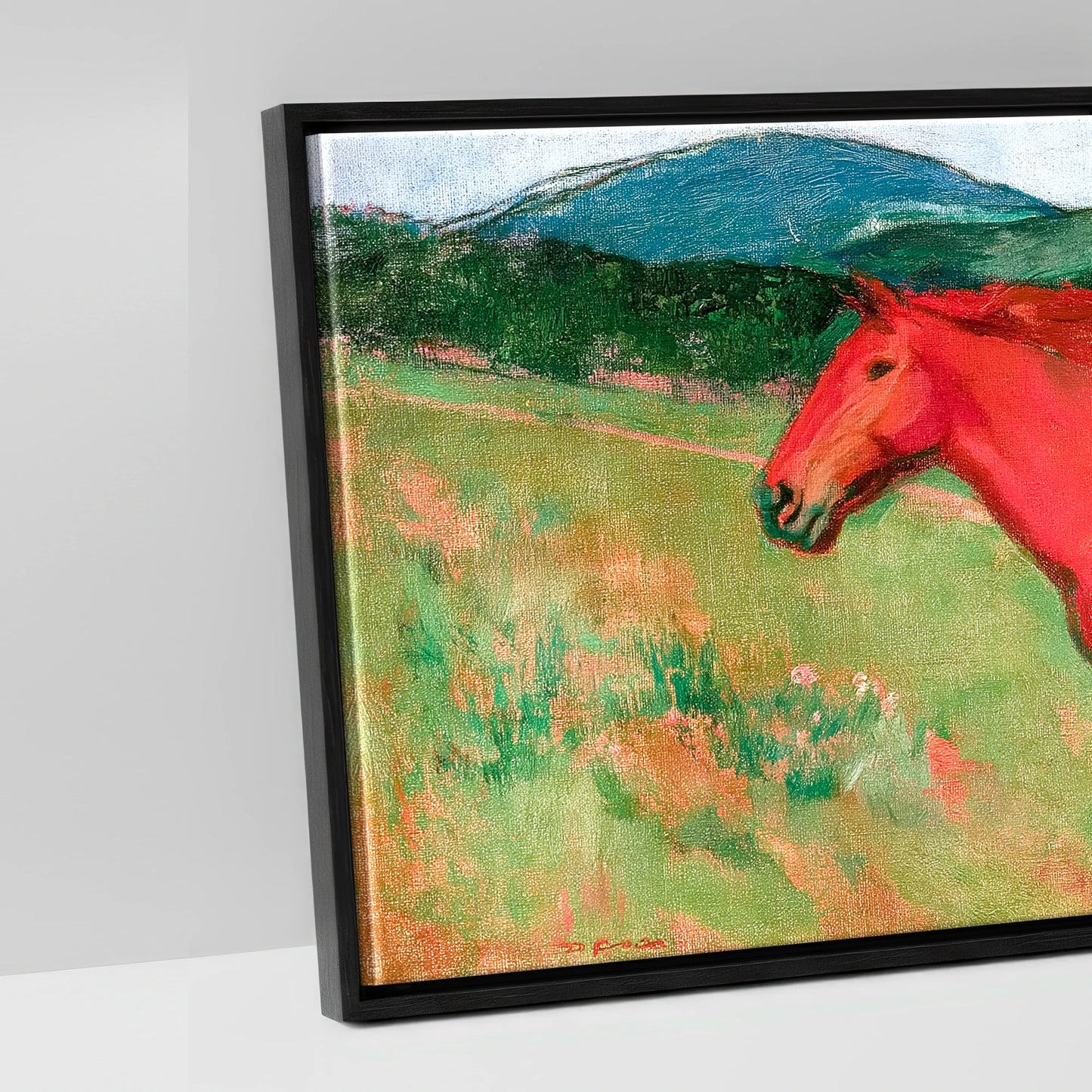 The Crimson Gallop - artwork detail in a black float frame