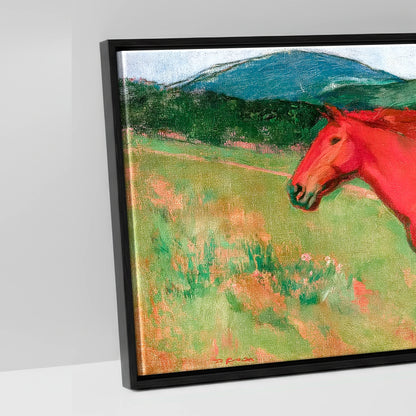 The Crimson Gallop - artwork detail in a black float frame