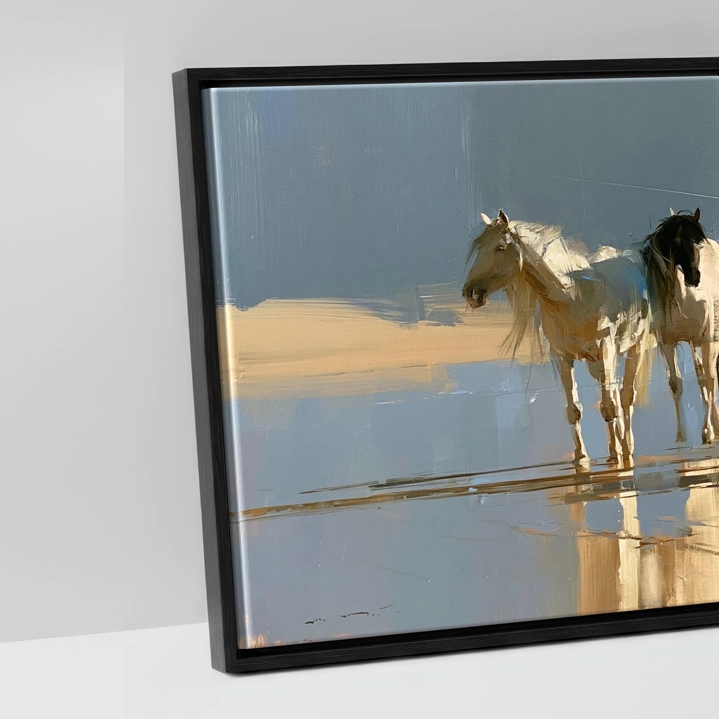 Coastal Reflections - artwork detail in a black float frame