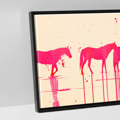 Magenta Equine Wash - artwork detail in a black float frame