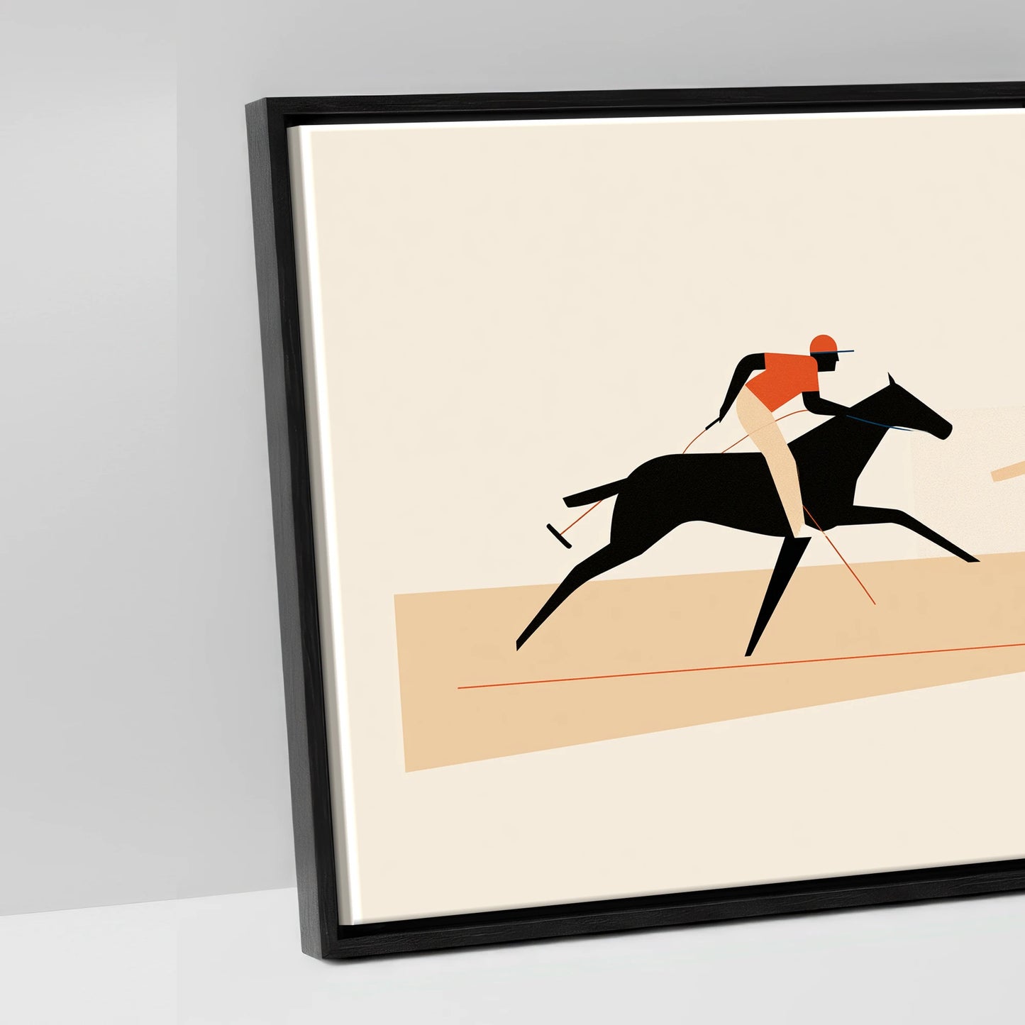 Retro Polo Pursuit - artwork detail in a black float frame