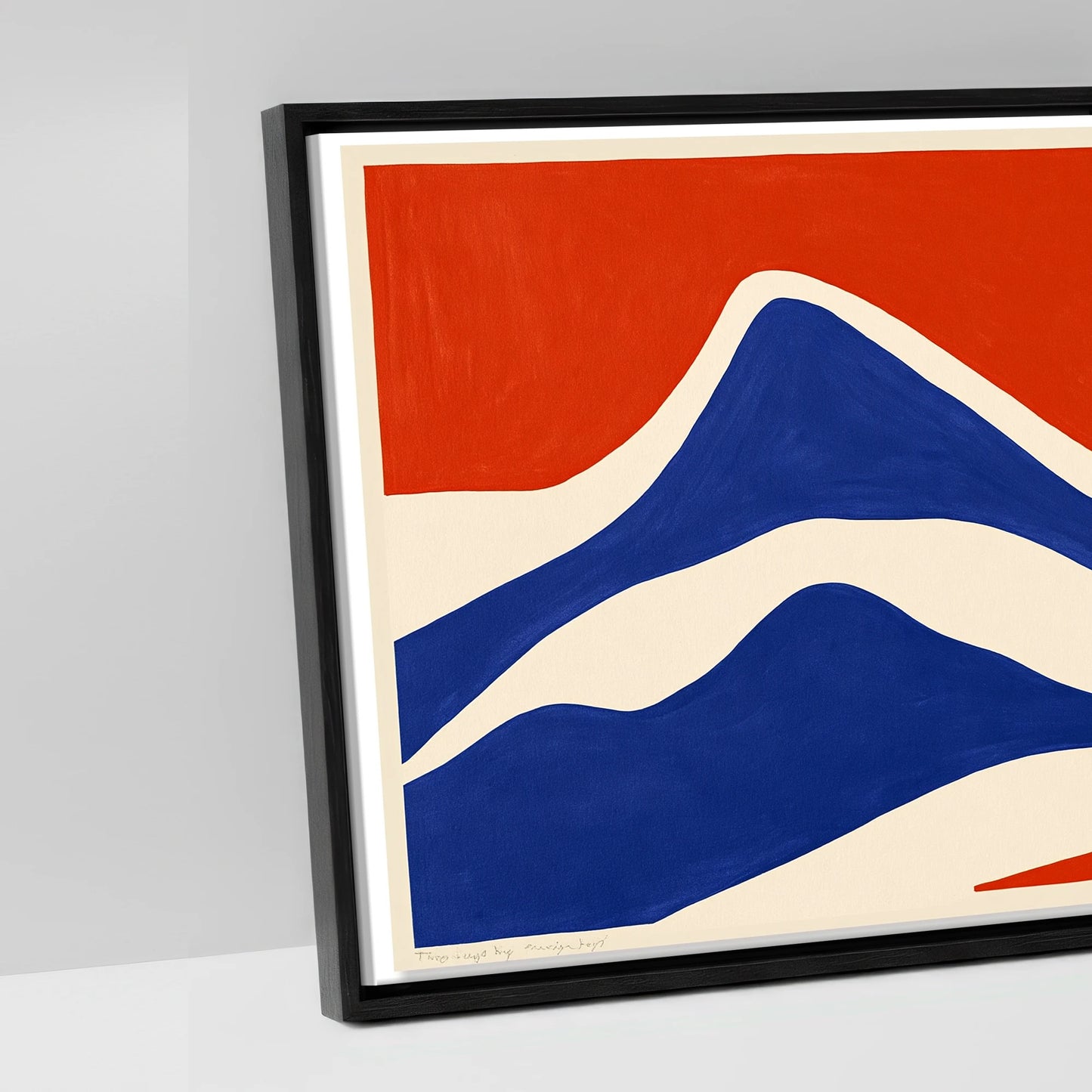 Cobalt Peaks Equine - artwork detail in a black float frame
