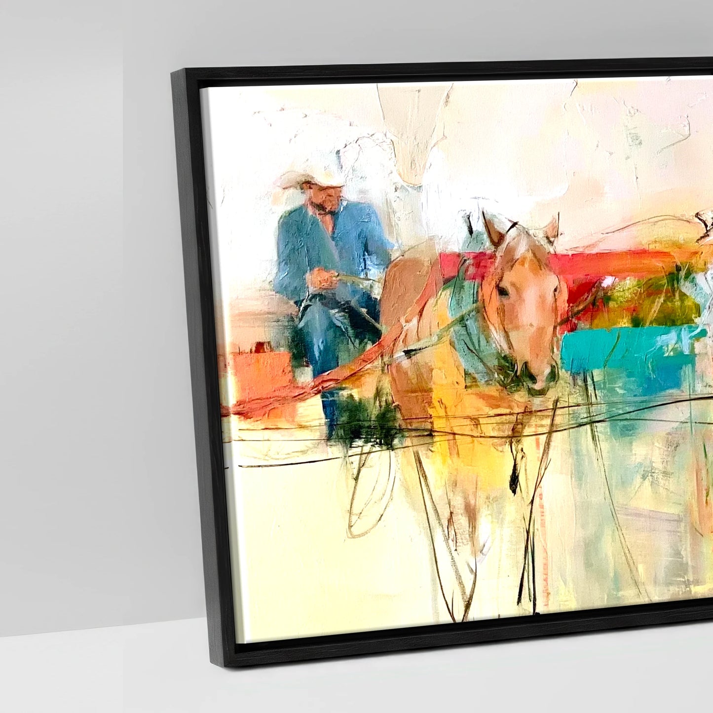The Working String - artwork detail in a black float frame